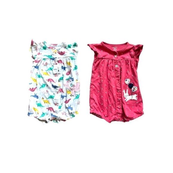 Baby Girls Carters Playtime Favorites Cotton Shortall Romper - Sz 12 mo - Picture 1 of 3